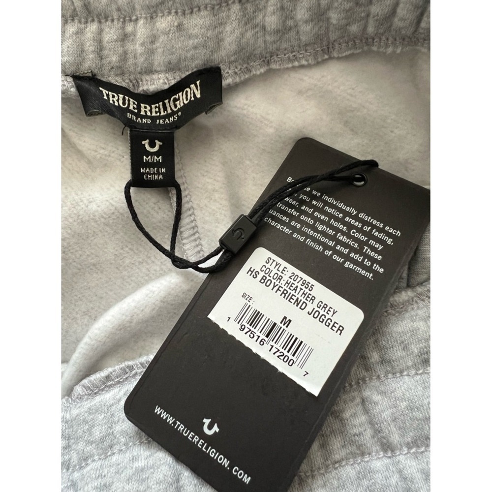 True Religion Joggers Medium Grey Boyfriend Fit Sweatpants NWT - Picture 13 of 13